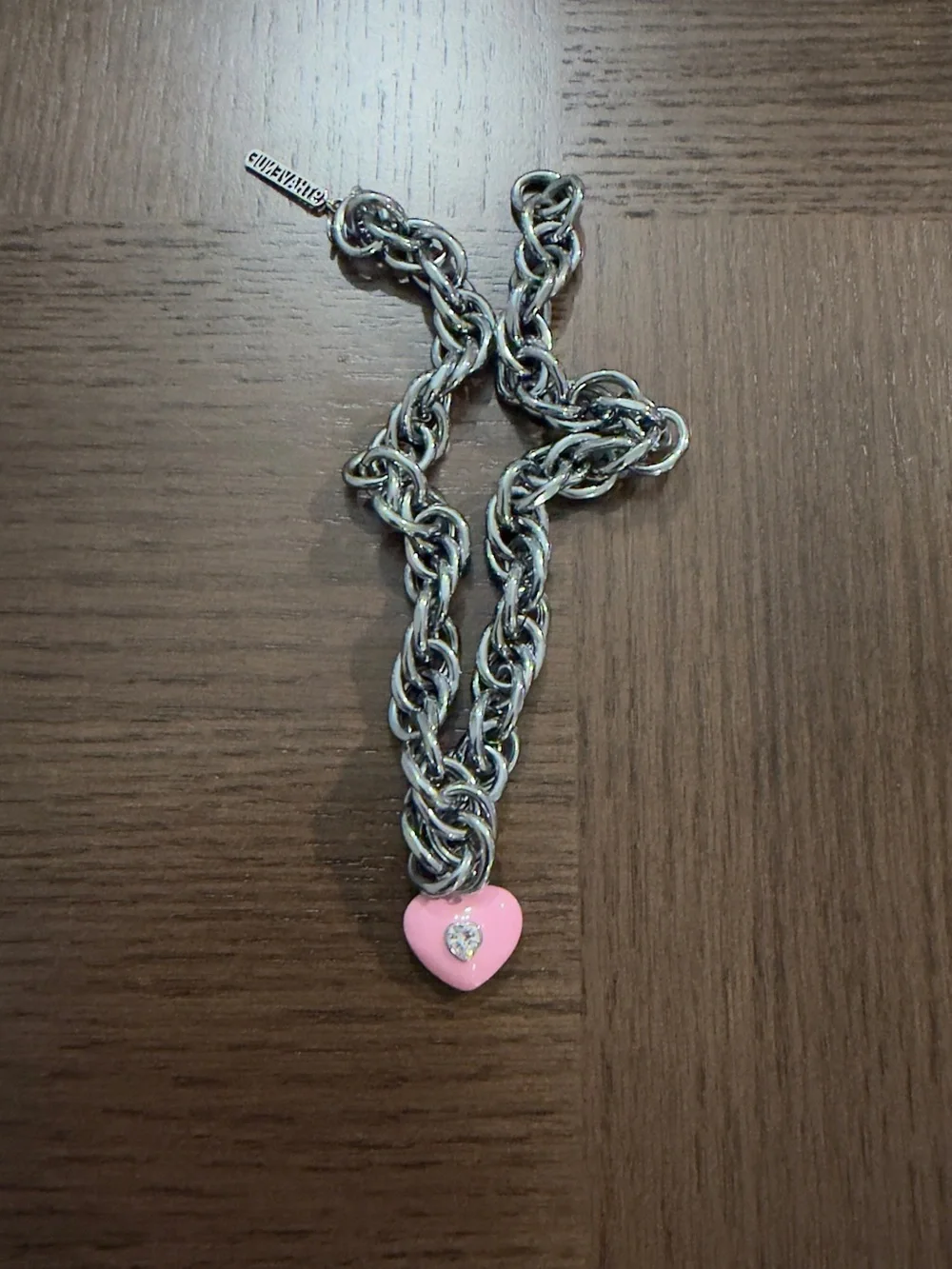 9th Avenue Silver Necklace with Pink Heart Charm